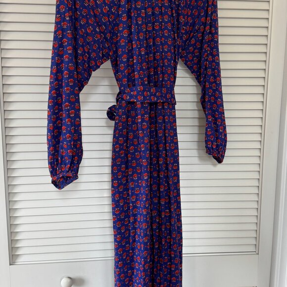 Doen Blue Dress with Red Flowers Size S - Picture 4 of 5